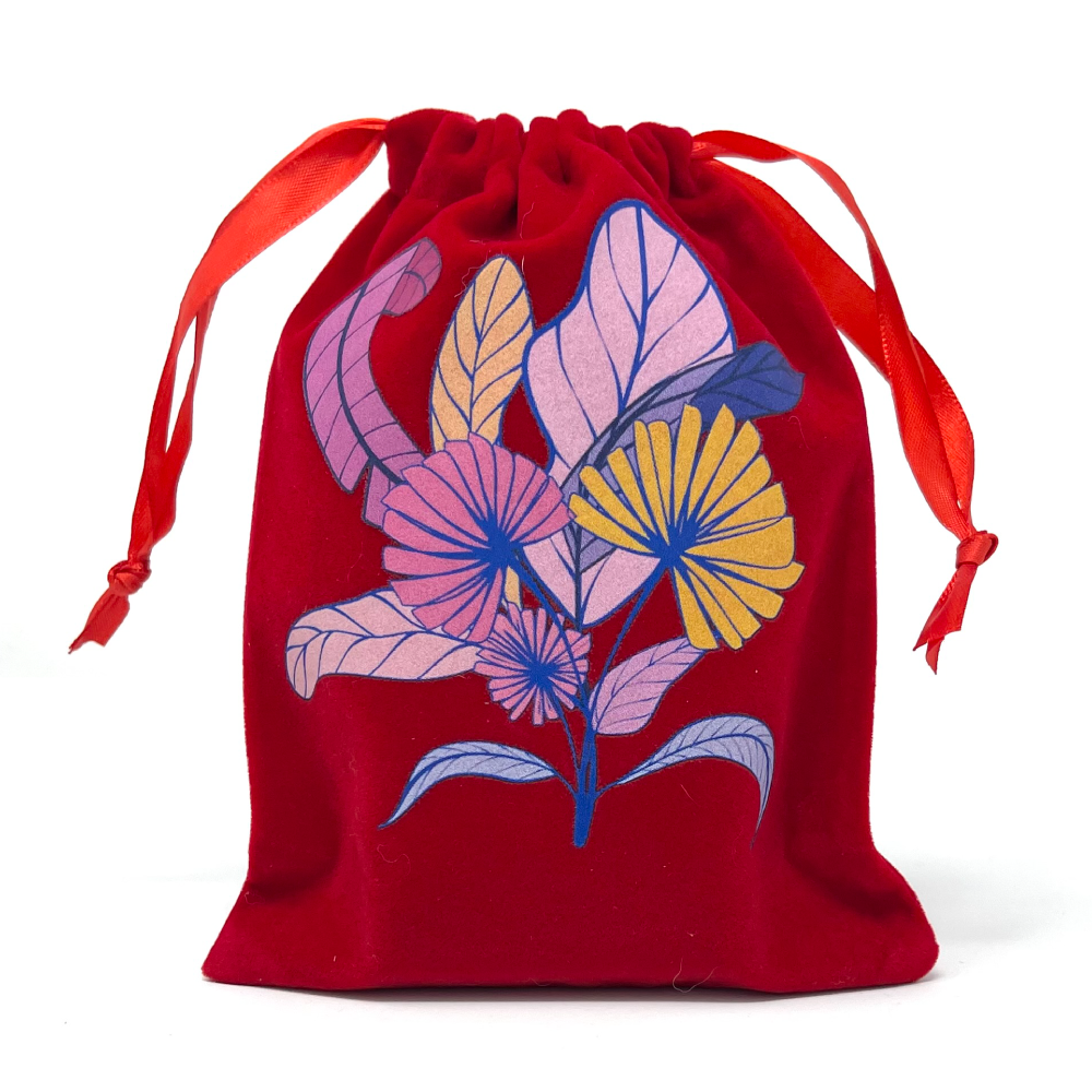 Pink Leaves pouch bag