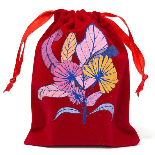 Pink Leaves pouch bag